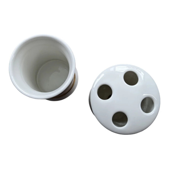 Allure Vintage Set of Toothbrush Holder & Cup  Ceramic Aphrodite-Beige Metallic - Picture 3 of 5